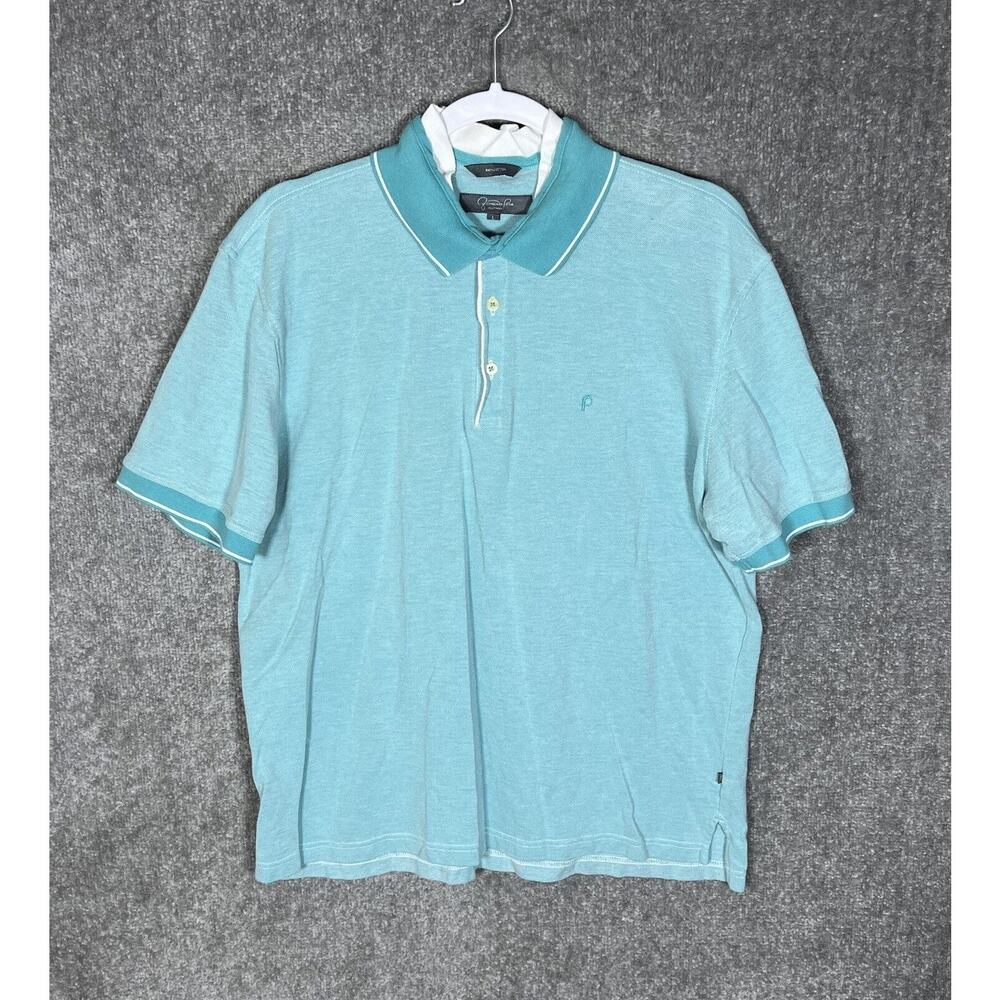 Fernando Pena Platinum Polo Shirt Mens Size Large Turquoise‎ Knit Short Sleeve